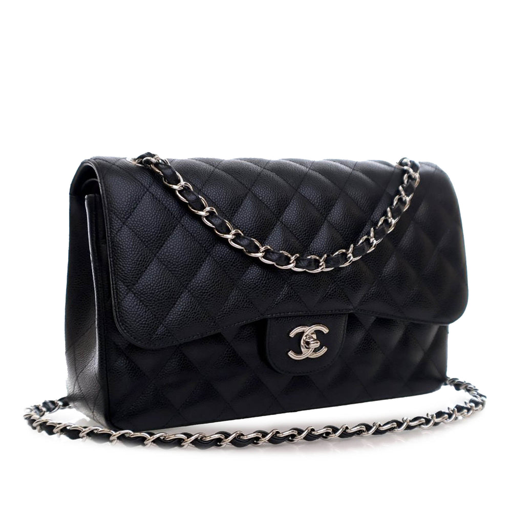 Chanel Jumbo Classic Caviar Double Flap Black - GABY PARIS