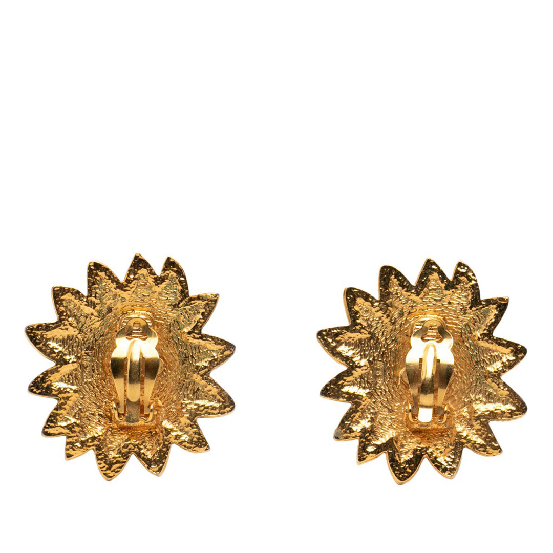 Chanel CC plaqué Lion Sunburst Clip on Boucles d’oreilles