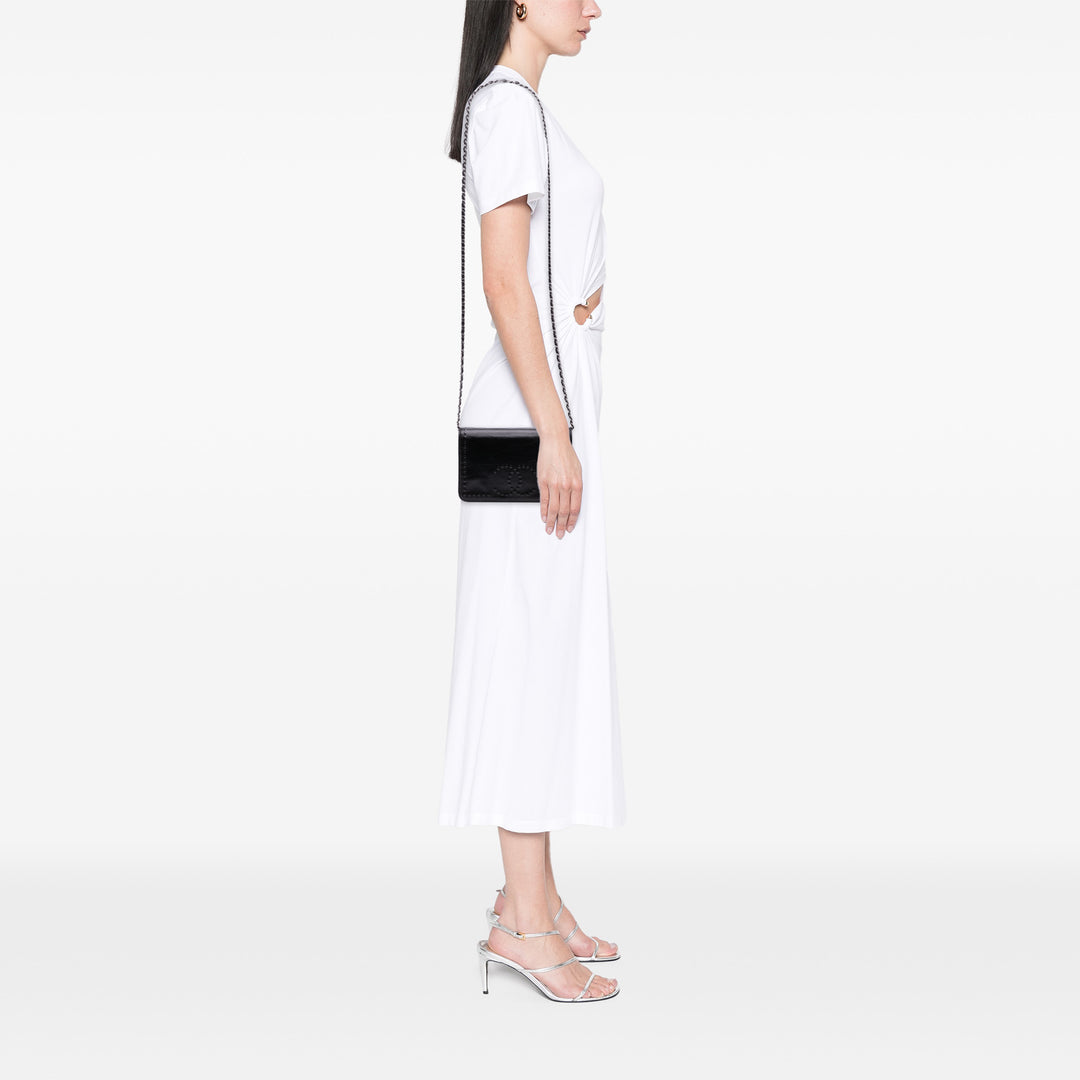 CC Embossed Lambskin Wallet on Chain Black - Gaby Paris