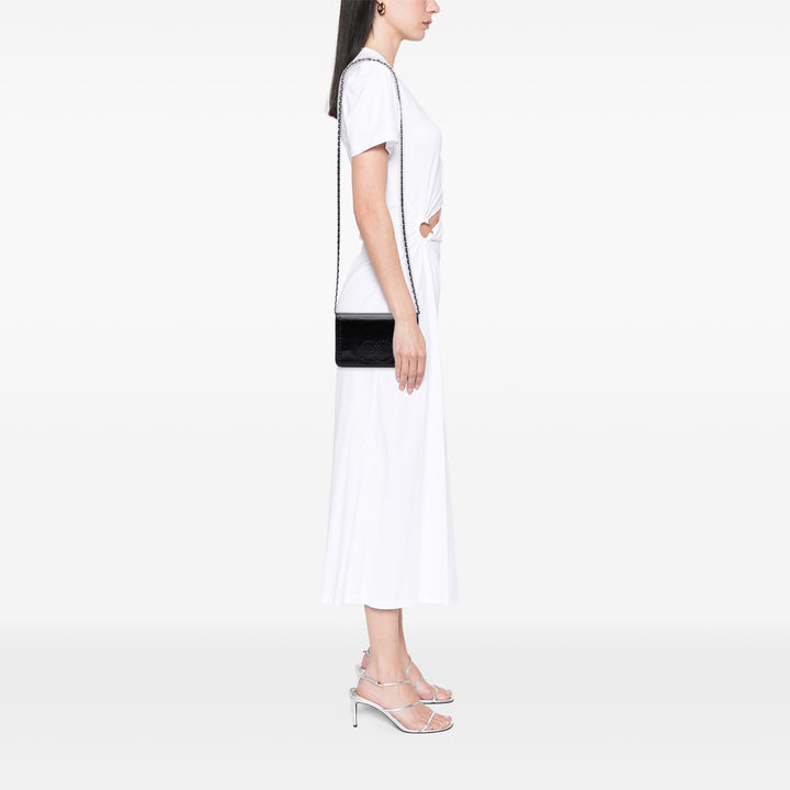 CC Embossed Lambskin Wallet on Chain Black - Gaby Paris