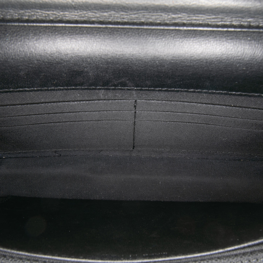CC Embossed Lambskin Wallet on Chain Black - Gaby Paris