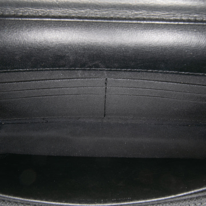 CC Embossed Lambskin Wallet on Chain Black - Gaby Paris