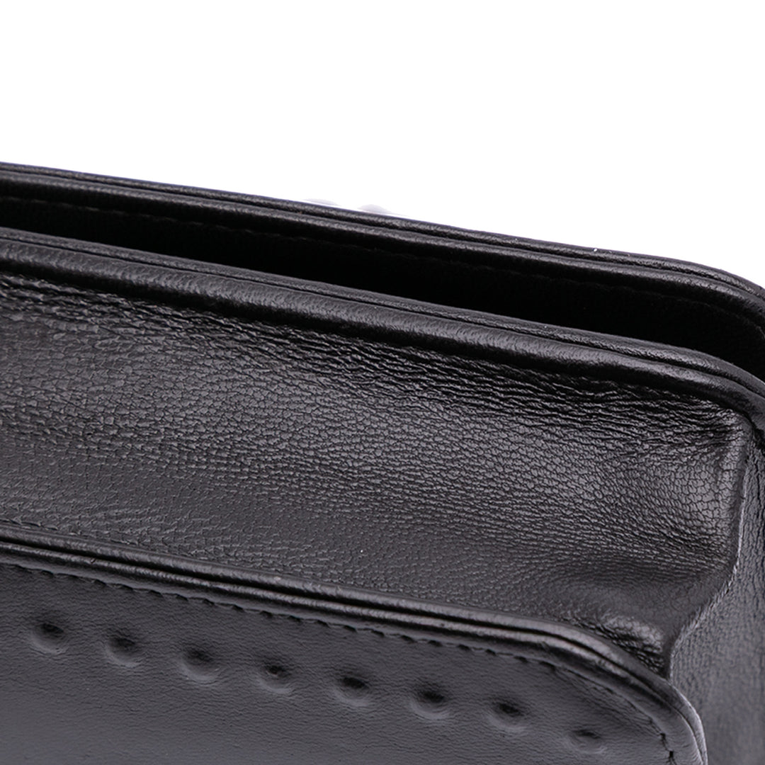 CC Embossed Lambskin Wallet on Chain Black - Gaby Paris