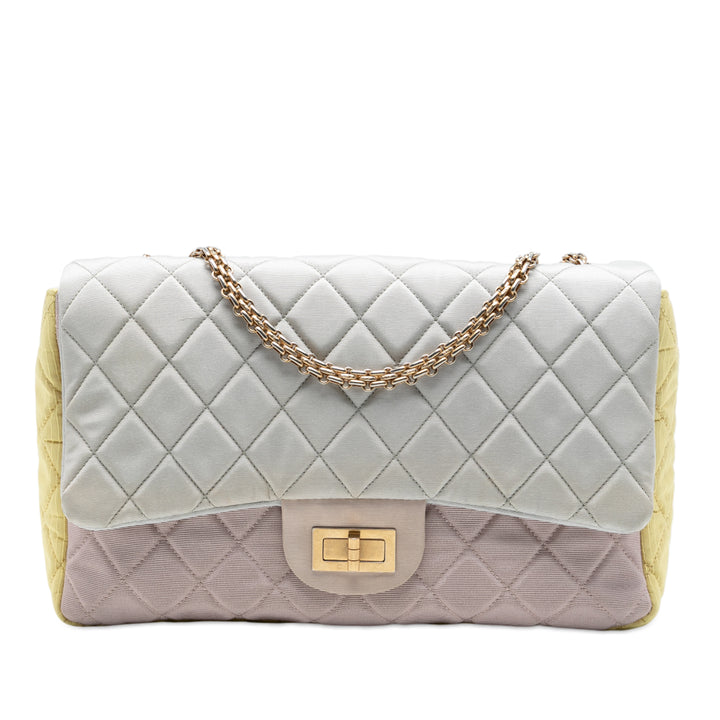 Chanel Tricolor Matelassé Grosgrain Satin Reissue 2.55 Simple rabat 227