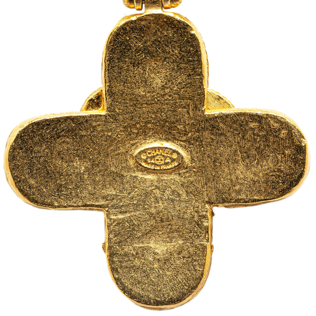 Gold Plated Triple CC Cross Pendant Necklace Gold - Gaby Paris