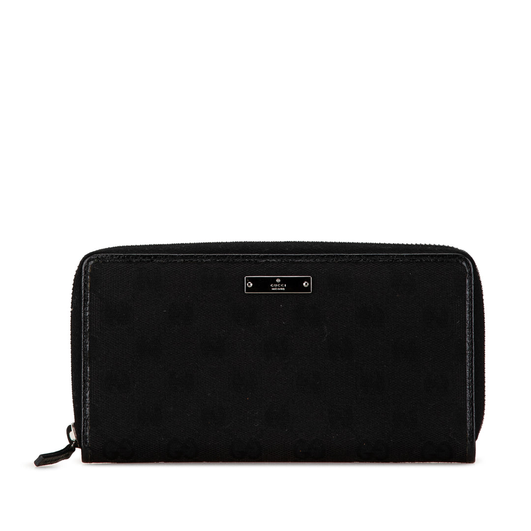 GG Canvas Zip Around Long Wallet Black - Gaby Paris