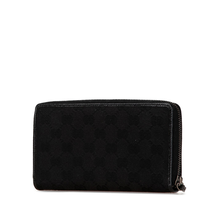 GG Canvas Zip Around Long Wallet Black - Gaby Paris