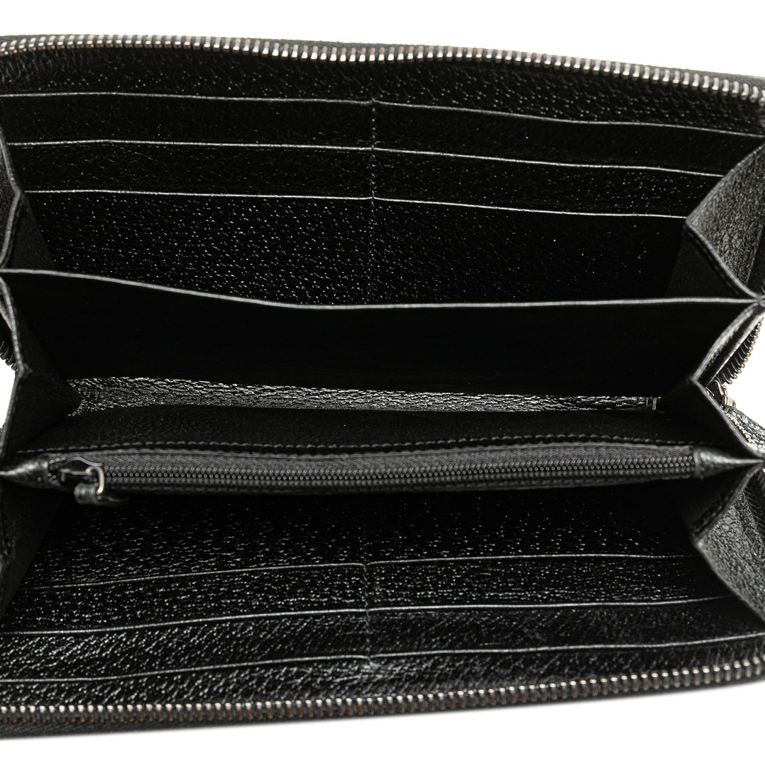 GG Canvas Zip Around Long Wallet Black - Gaby Paris