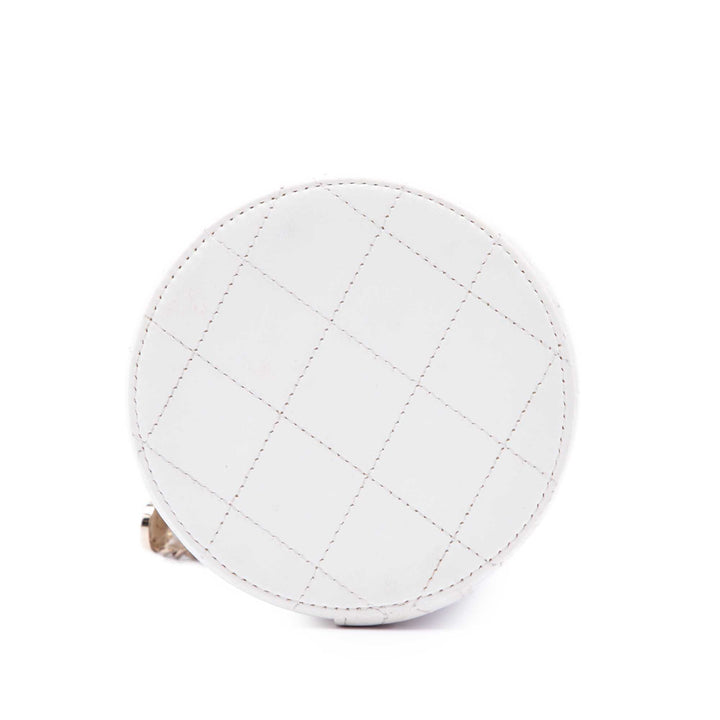 Chanel Matelassé Chaîne et Charm Vanity Cuir d'agneau Blanc