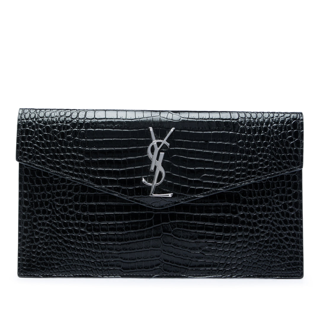 Croc embossé Uptown Pochette Noir