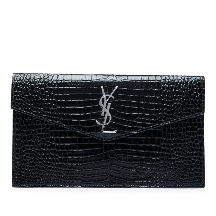 Croc embossé Uptown Pochette Noir