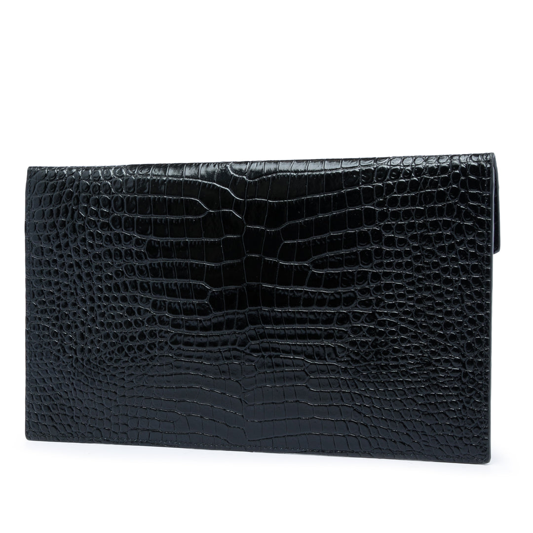 Croc embossé Uptown Pochette Noir