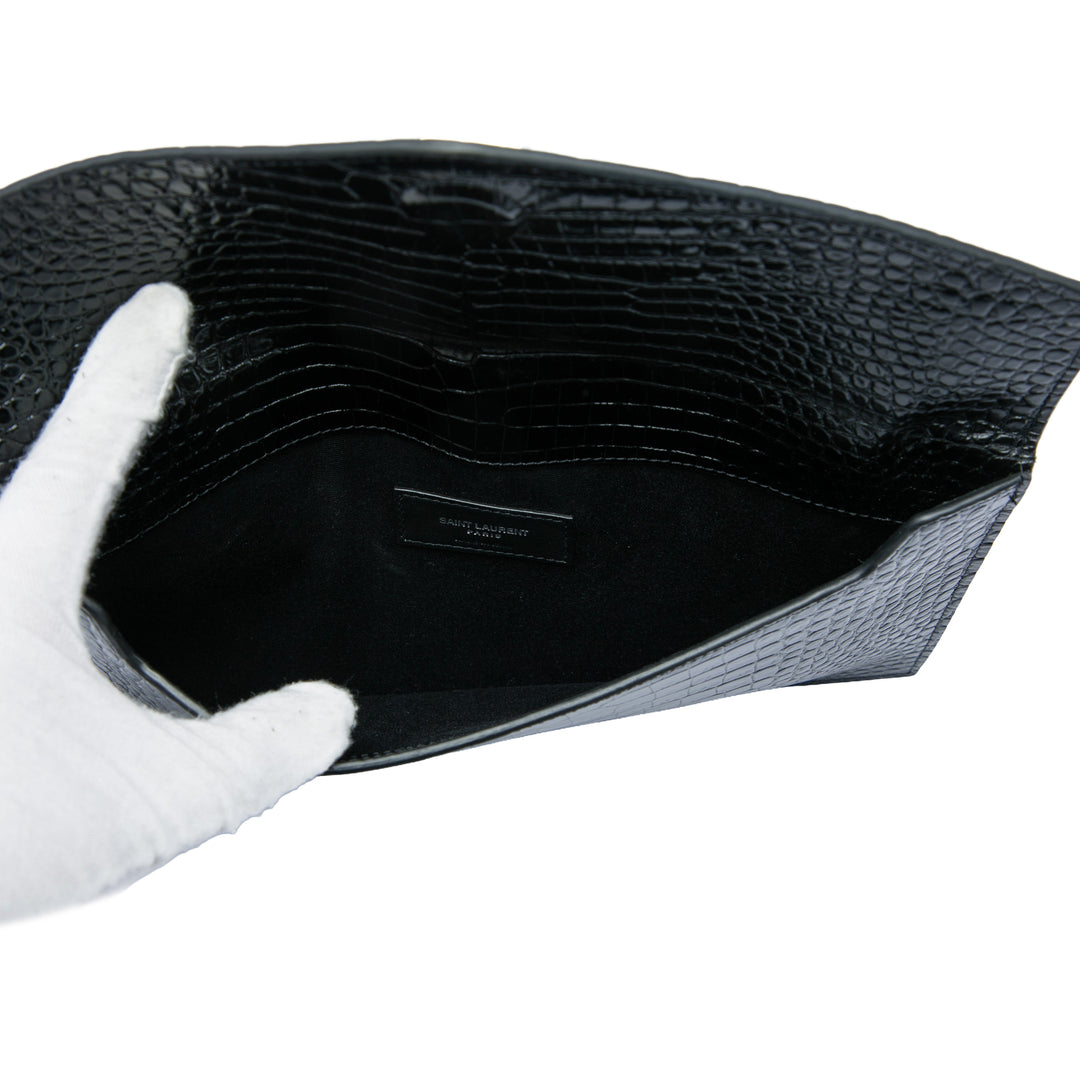 Croc embossé Uptown Pochette Noir