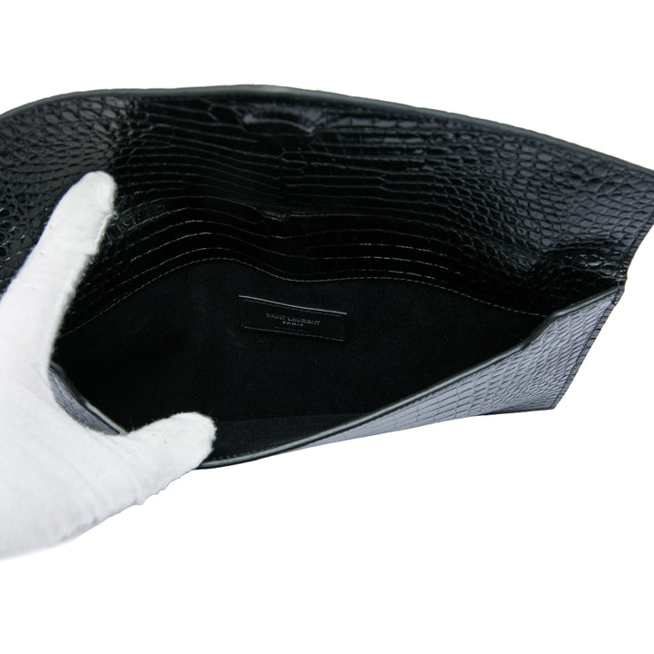 Croc embossé Uptown Pochette Noir