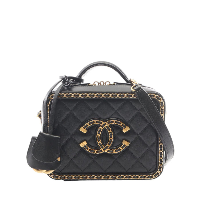 Chanel CC Filigree Vanity Petit Cuir d'agneau Noir – vue principale – GABY PARIS