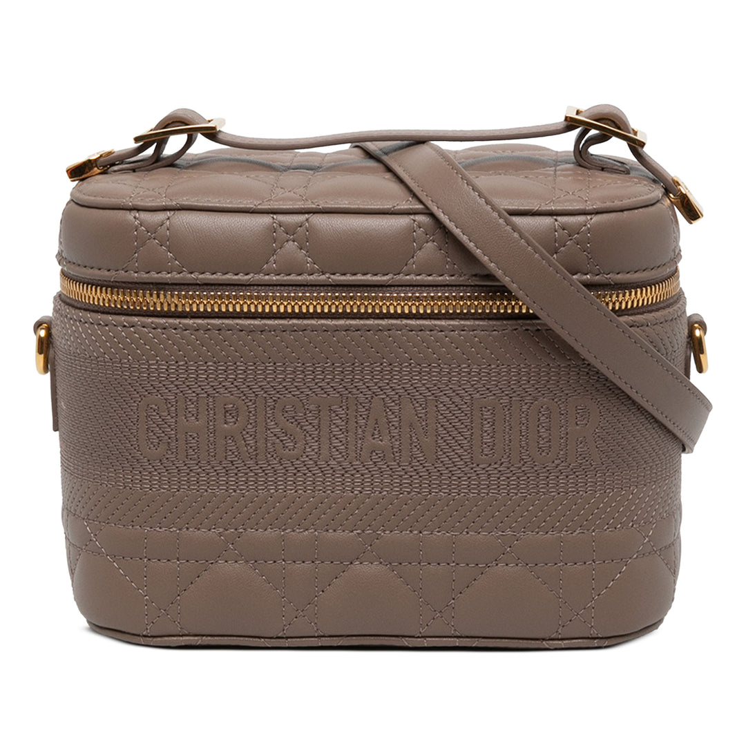 Dior Cannage DiorTravel Vanity Petit Cuir d'agneau Marron – vue principale – GABY PARIS