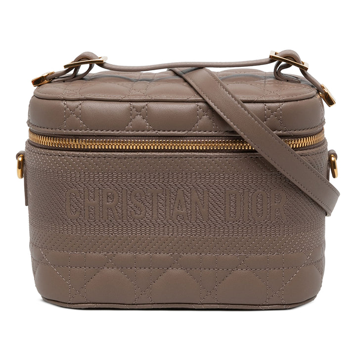 Dior Cannage DiorTravel Vanity Petit Cuir d'agneau Marron – vue principale – GABY PARIS