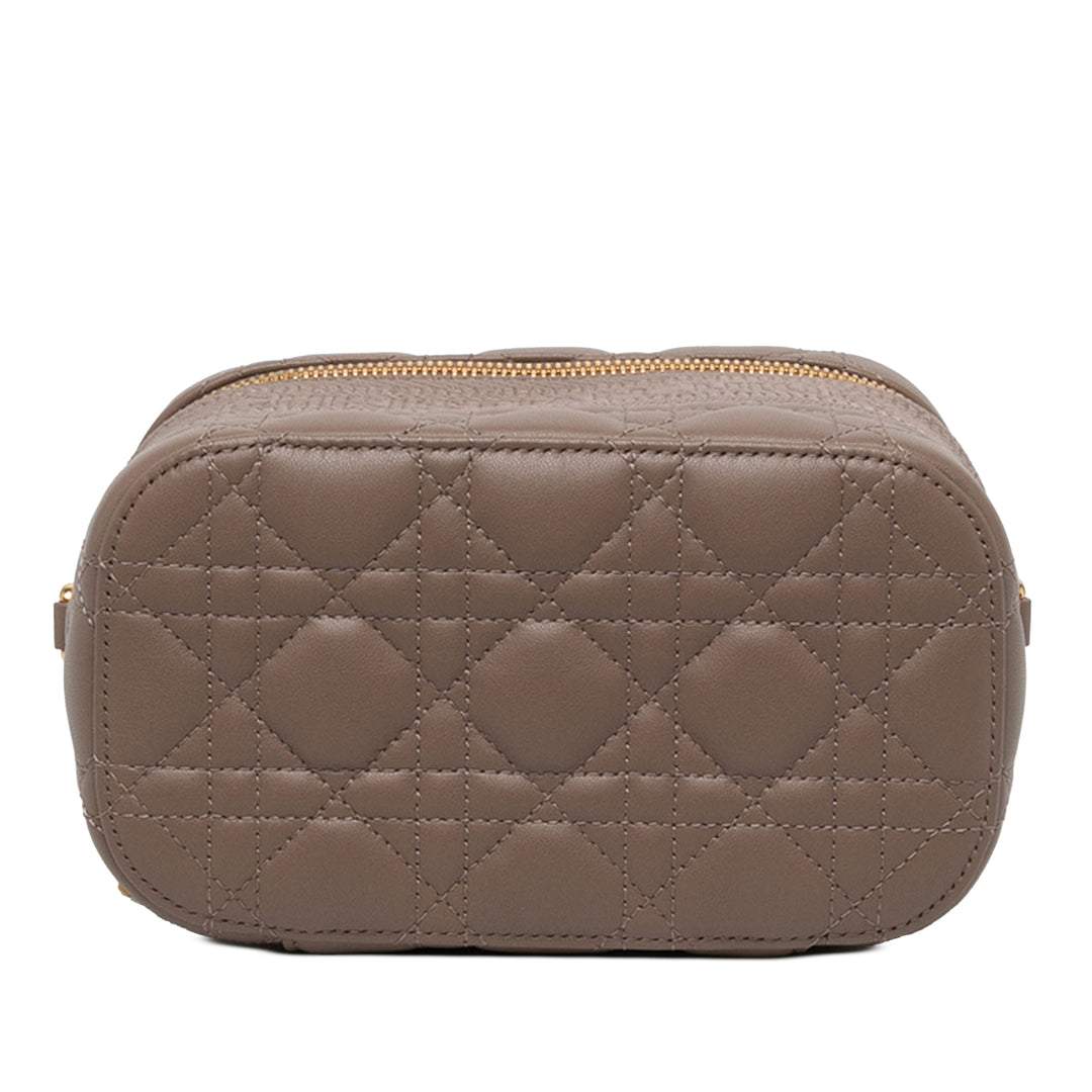 Dior Cannage DiorTravel Vanity Petit Cuir d'agneau Marron – vue 3 – GABY PARIS