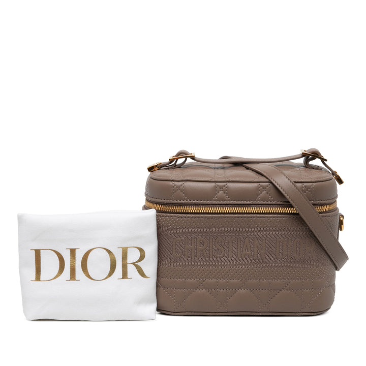 Dior Cannage DiorTravel Vanity Petit Cuir d'agneau Marron – vue 6 – GABY PARIS