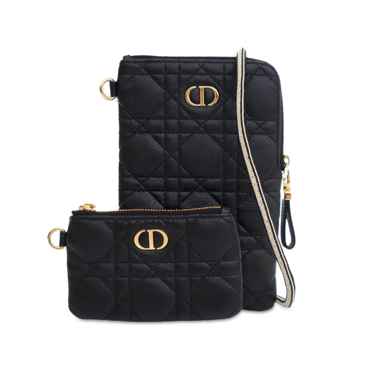 Dior Supple Calfskin Cannage Caro Multifunctional Pouch Black - GABY PARIS