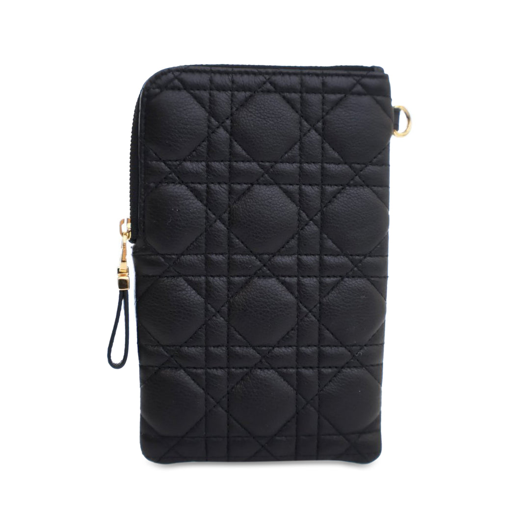 Dior Supple Calfskin Cannage Caro Multifunctional Pouch Black - GABY PARIS