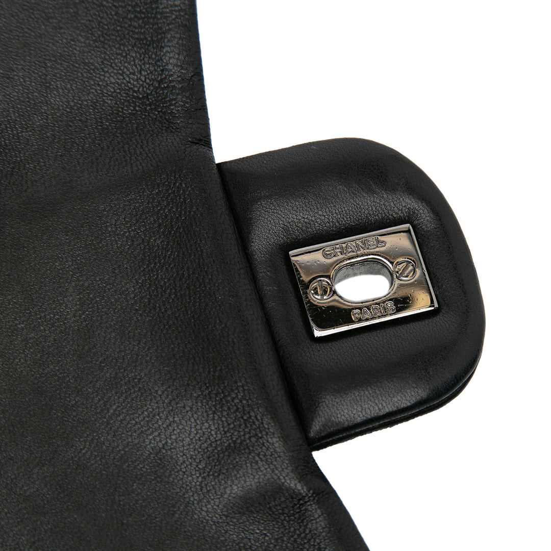 Lambskin and Tweed Camellia Petals Flap Black - Gaby Paris