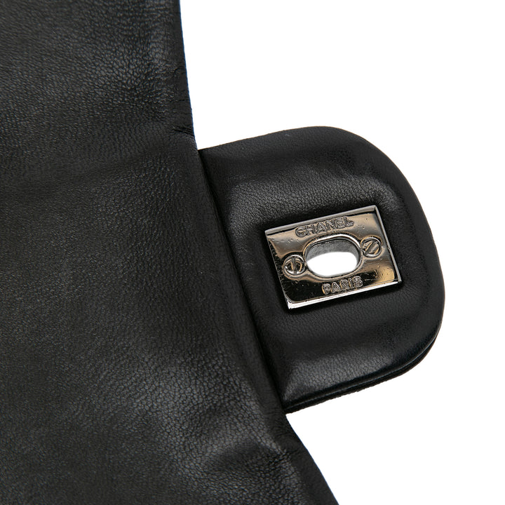 Lambskin and Tweed Camellia Petals Flap Black - Gaby Paris