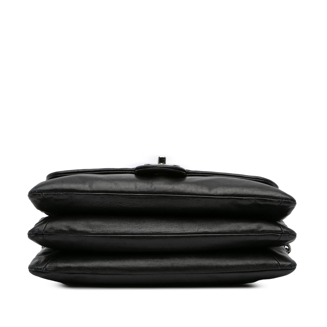 Lambskin and Tweed Camellia Petals Flap Black - Gaby Paris