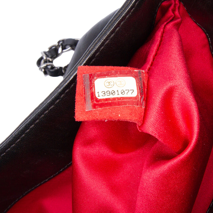 Lambskin and Tweed Camellia Petals Flap Black - Gaby Paris
