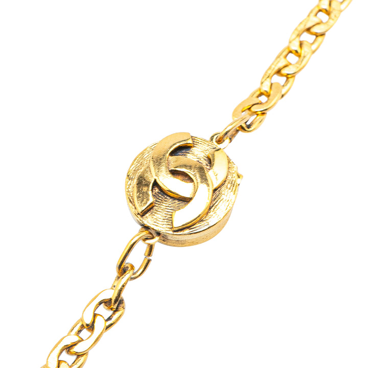 Gold Plated CC Station Chain Link Necklace Gold - Gaby Paris