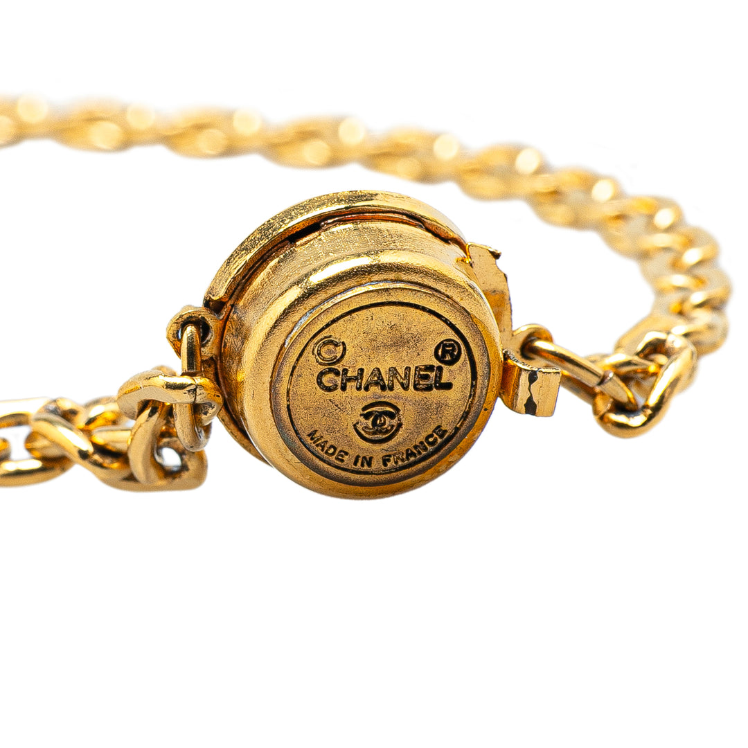 Gold Plated CC Station Chain Link Necklace Gold - Gaby Paris