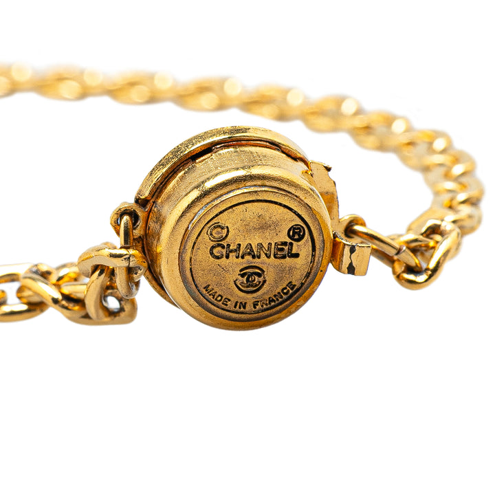 Gold Plated CC Station Chain Link Necklace Gold - Gaby Paris