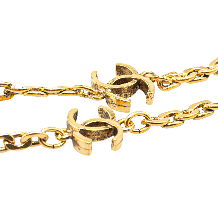 Gold Plated CC Station Chain Link Necklace Gold - Gaby Paris