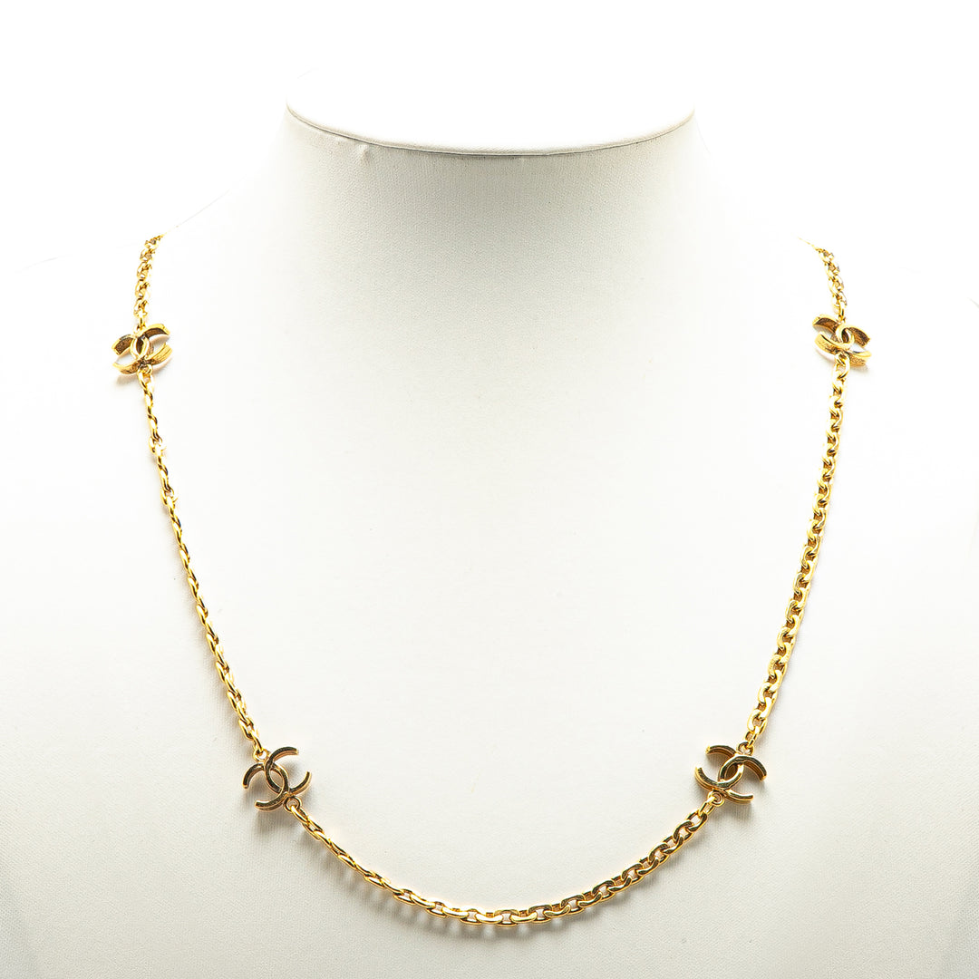 Gold Plated CC Station Chain Link Necklace Gold - Gaby Paris