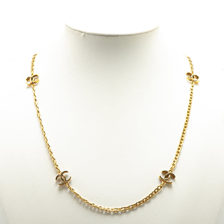 Gold Plated CC Station Chain Link Necklace Gold - Gaby Paris