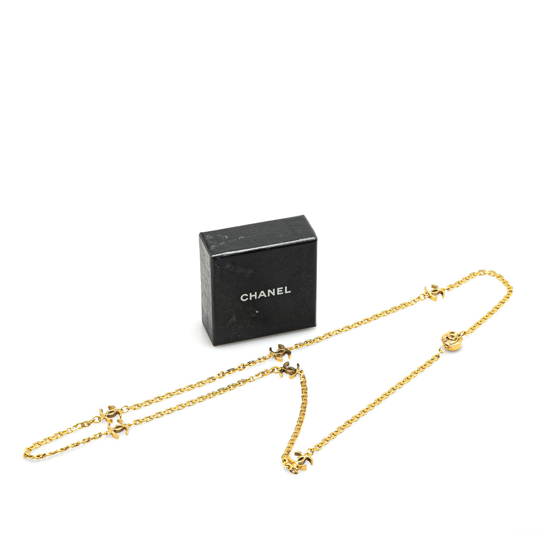 Gold Plated CC Station Chain Link Necklace Gold - Gaby Paris