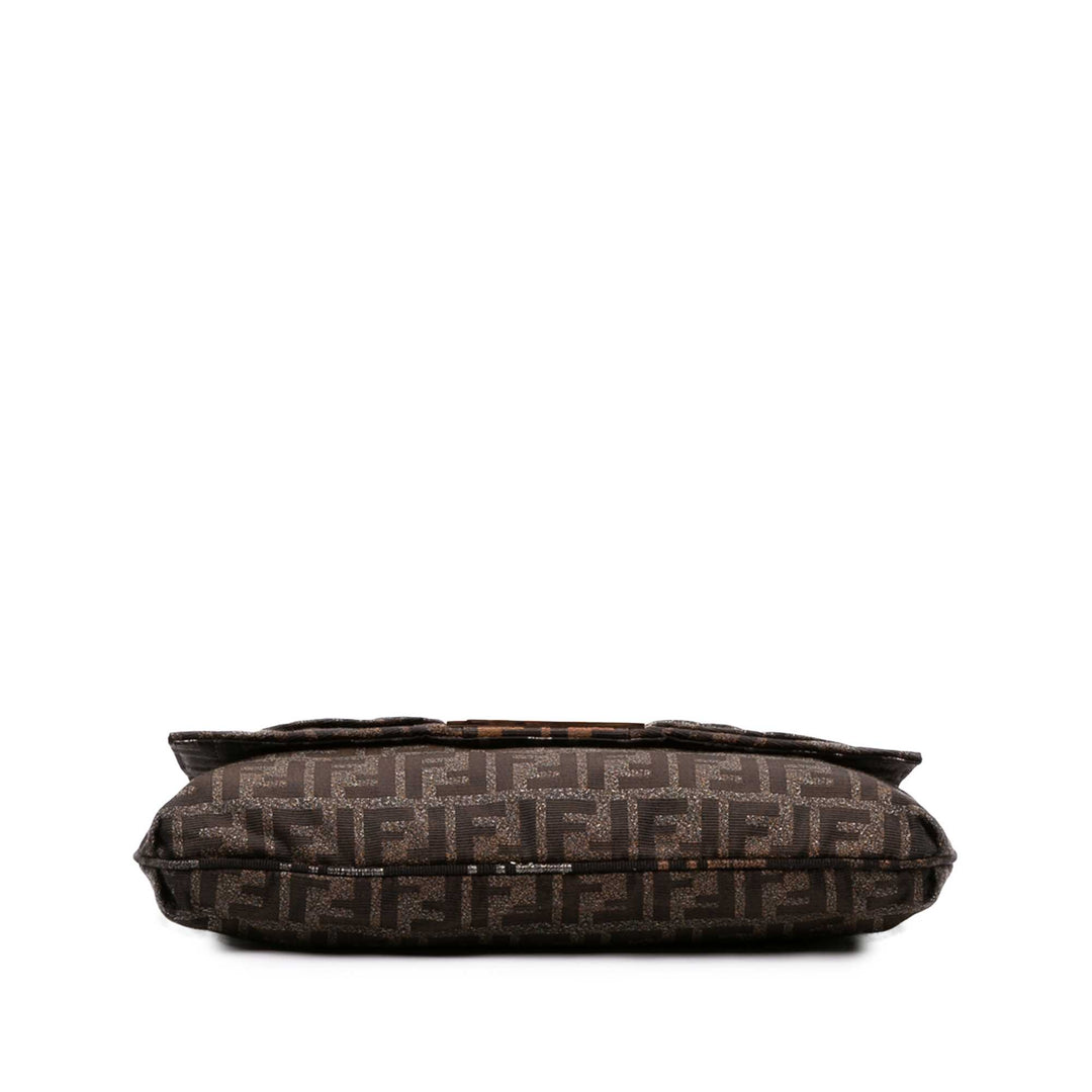 Fendi Zucca Glitter Mia à rabat Sac Grand Marron