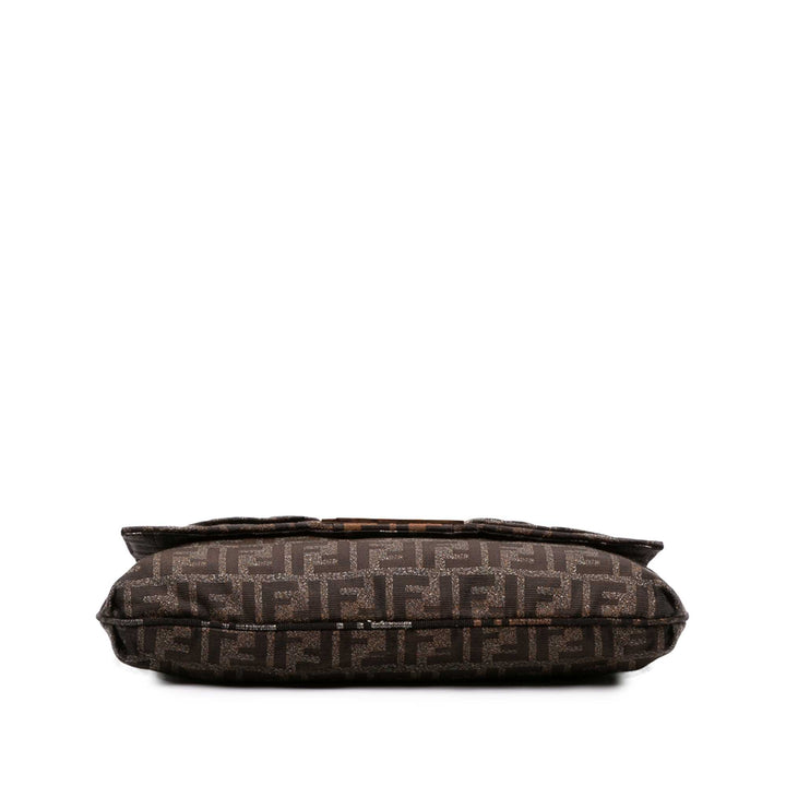 Fendi Zucca Glitter Mia à rabat Sac Grand Marron