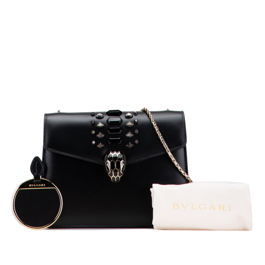 Bvlgari Embellished Cuir de veau Serpenti Forever Sac porté croisé Noir
