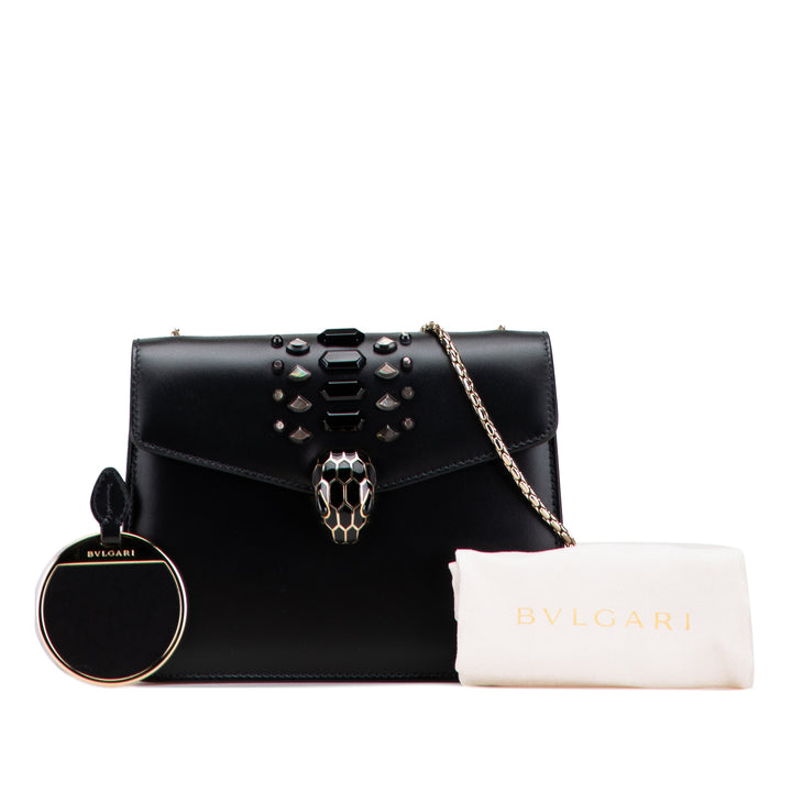 Bvlgari Embellished Cuir de veau Serpenti Forever Sac porté croisé Noir