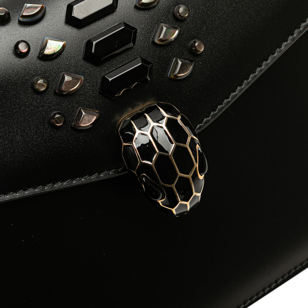 Bvlgari Embellished Cuir de veau Serpenti Forever Sac porté croisé Noir