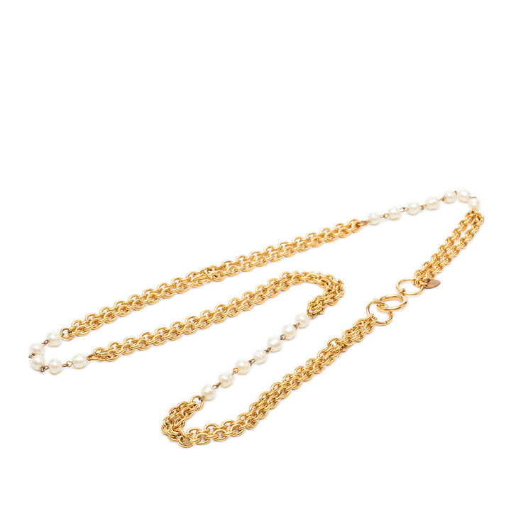 plaqué Perles fantaisie Double Strand Collier Doré