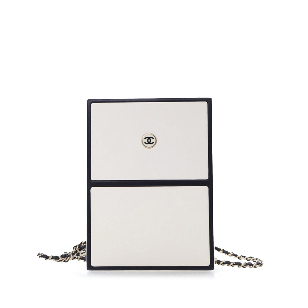 Calfskin Chanel No.5 Perfume Box Evening Clutch White - Gaby Paris
