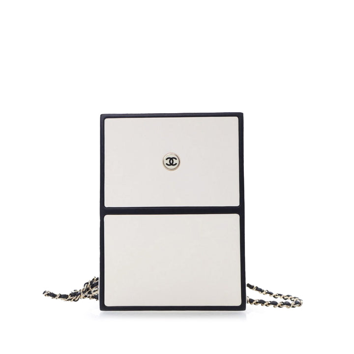 Calfskin Chanel No.5 Perfume Box Evening Clutch White - Gaby Paris