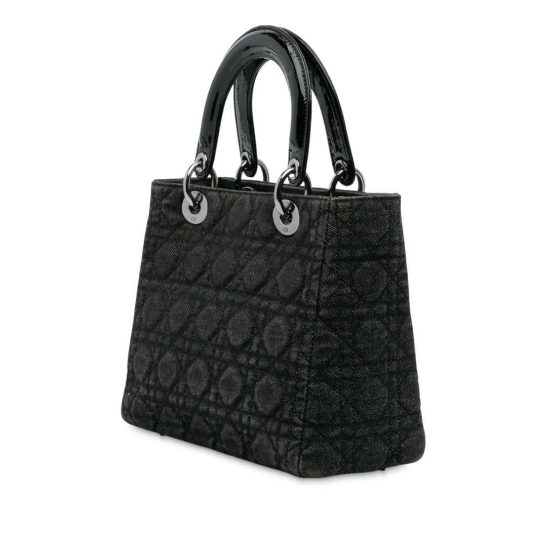 Dior Medium Jean Cannage Lady Dior Noir