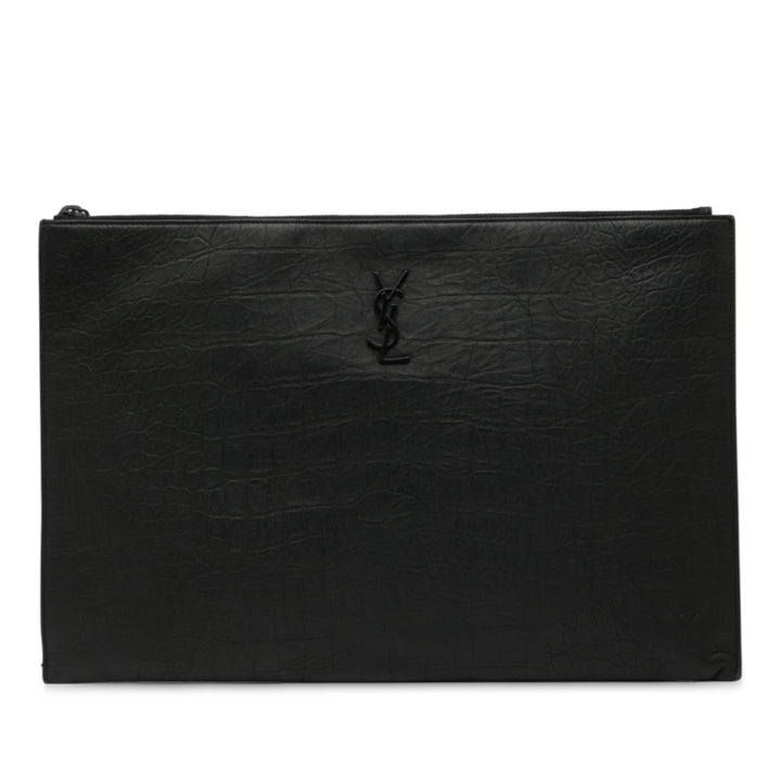 Saint Laurent Croc embossé Cuir Monogram Pochette