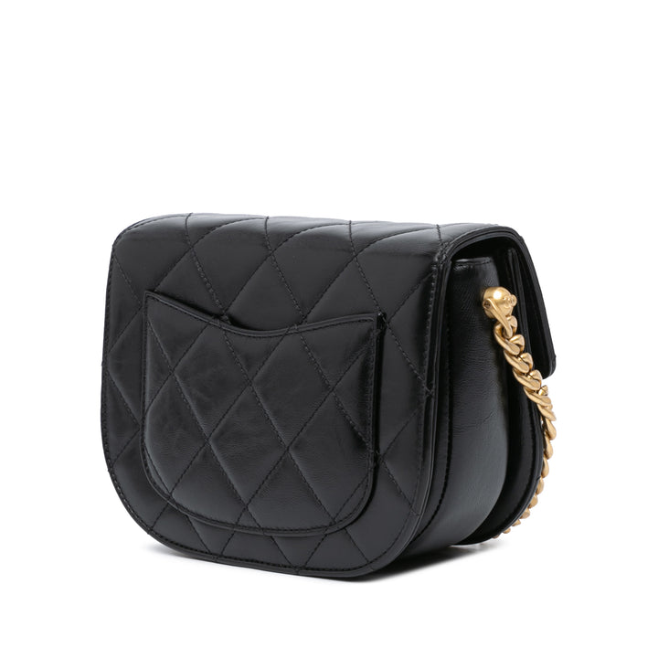Chanel CC Matelassé Rond Moon Messenger à rabat Cuir de veau
