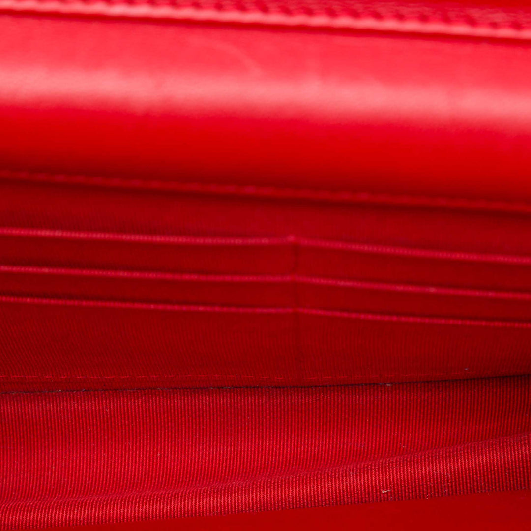 CC Matelassé Wallet on Chain Cuir d'agneau Rouge
