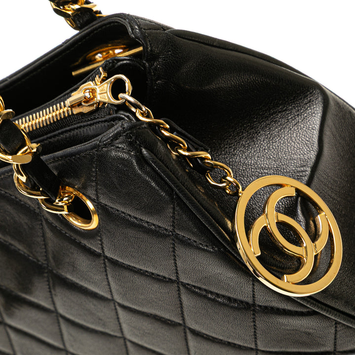 Quilted Lambskin CC Charm Tote Black - Gaby Paris