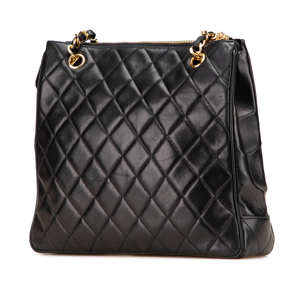 Quilted Lambskin CC Charm Tote Black - Gaby Paris